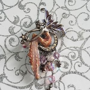 Vintage Fairy and Moon Pin